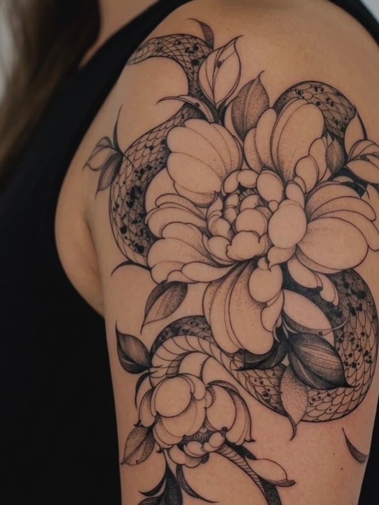 Le serpent protège la fleur, la fleur adoucit le serpent.