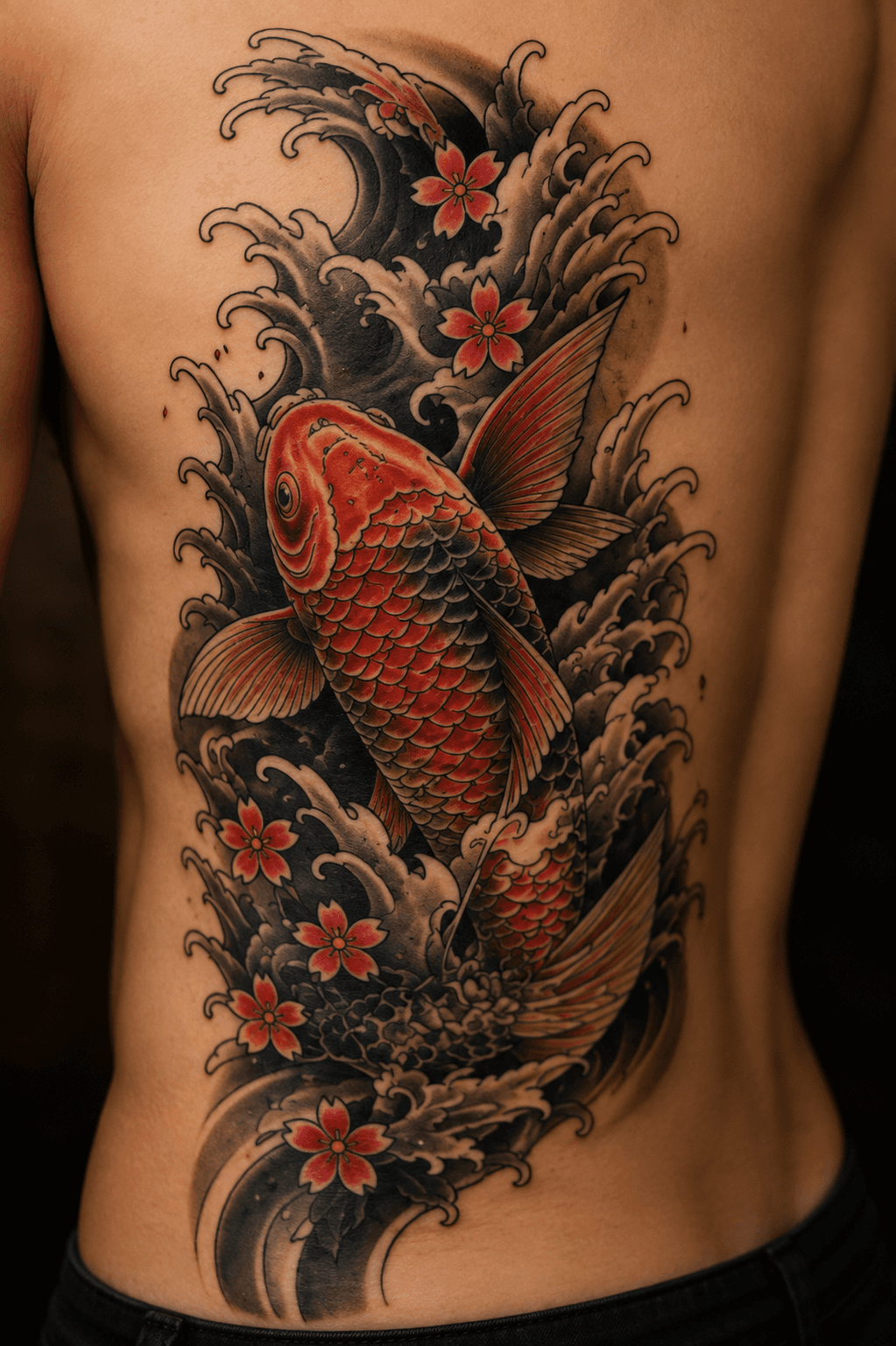 🎏🌸 Carpe koi & vagues — une pièce inspirée du tatouage japonais traditionnel.